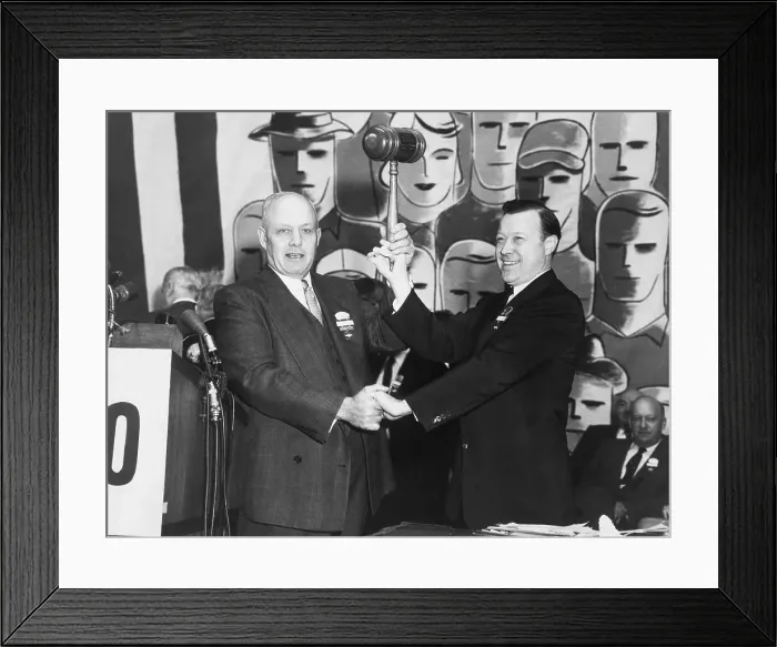 Framed Print : George Meany and Walter Reuther Shake Hands Framed Print : George Meany and Walter Reuther Shake Hands