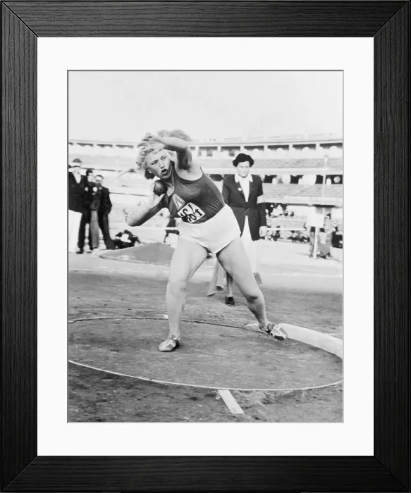 Framed Print : G. Zybina in Shot Put Throwing Stance