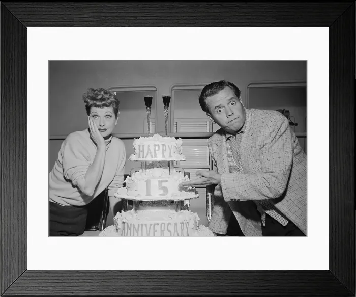 Framed Print : Lucille Ball and Desi Arnaz with Anniversary Cake Framed Print : Lucille Ball and Desi Arnaz with Anniversary Cake