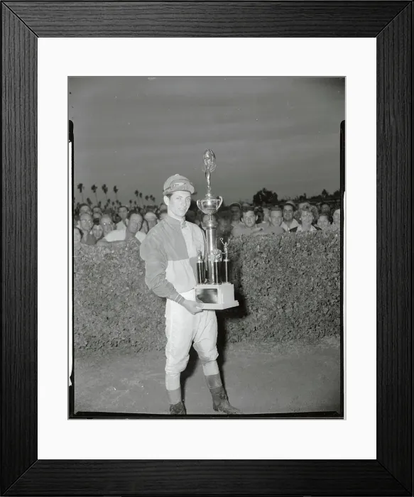 Framed Print : William Hartack Holding Racing Trophy Framed Print : William Hartack Holding Racing Trophy