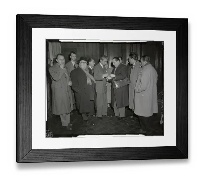 Framed Print : Pierre Mendes France Talking with Newsmen Framed Print : Pierre Mendes France Talking with Newsmen
