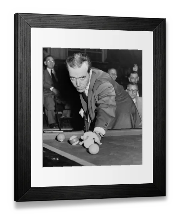 Framed Print : Irving Crane Taking Aim on Pool Table Framed Print : Irving Crane Taking Aim on Pool Table