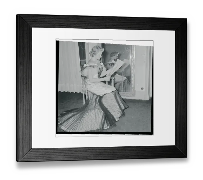 Framed Print : Ingrid Bergman Looking at Sketch of Dress She is Wearing Framed Print : Ingrid Bergman Looking at Sketch of Dress She is Wearing