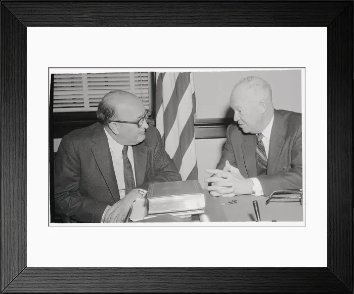 Framed Print : President Eisenhower Talking with Leonard Hall
