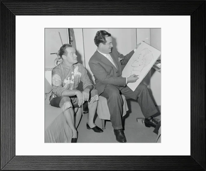 Framed Print : Al Capp Drawing a Caricature of Bob Hope