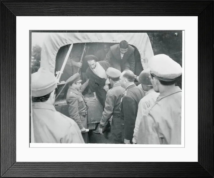 Framed Print : Officers Removing a Prisoner from a Truck