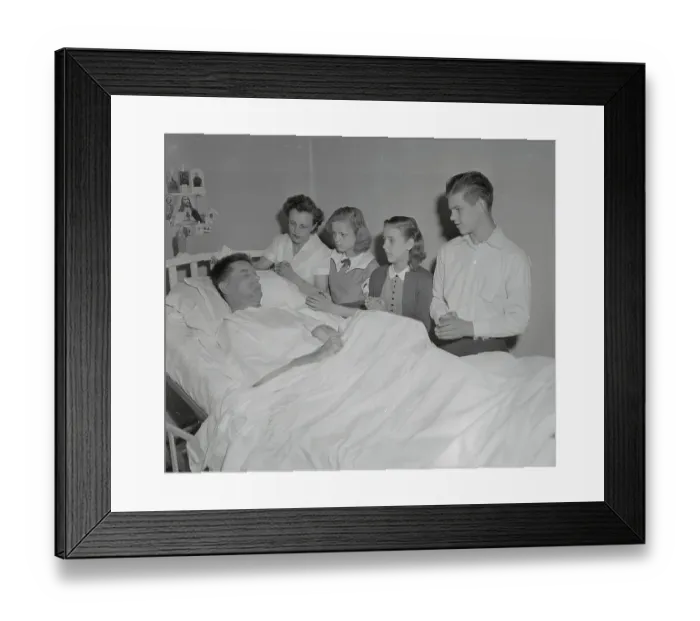 Framed Print : John Brookhouse in Coma with Family at Bedside Framed Print : John Brookhouse in Coma with Family at Bedside