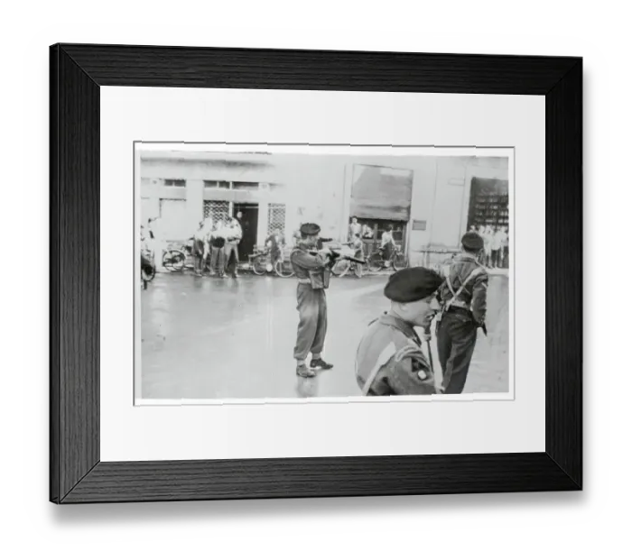 Framed Print : Policemen Aiming Rifles at Rioters Framed Print : Policemen Aiming Rifles at Rioters