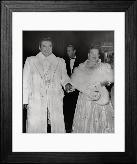 Framed Print : Liberace Escorting His Mother into Theater Framed Print : Liberace Escorting His Mother into Theater