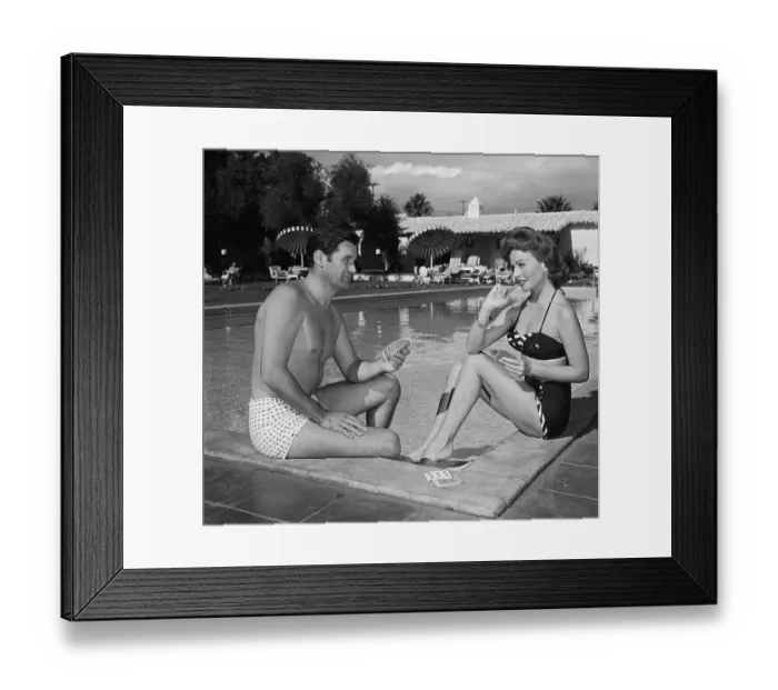 Framed Print : Jeanne Crain and Paul Brinkman Playing Gin Rummy
