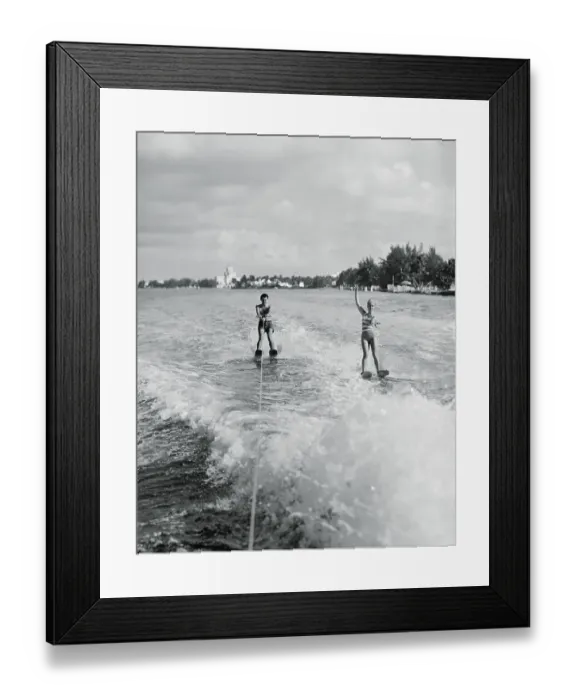 Framed Print : Debbie Reynolds and Husband Water-Skiing Framed Print : Debbie Reynolds and Husband Water-Skiing