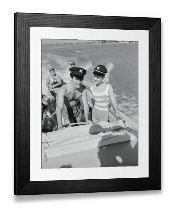 Framed Print : Debbie Reynolds and Eddie Fisher Boating Framed Print : Debbie Reynolds and Eddie Fisher Boating