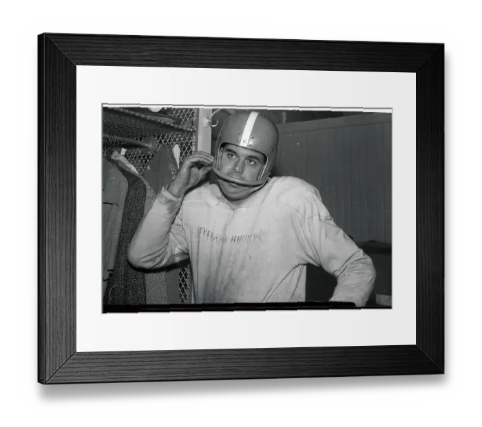 Framed Print : Otto Graham Holding Football Face Guard Framed Print : Otto Graham Holding Football Face Guard