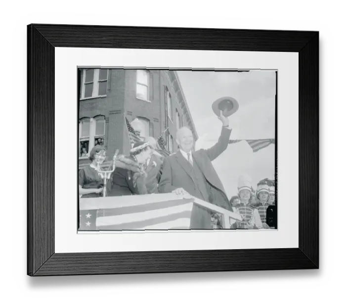 Framed Print : Dwight Eisenhower Greeting Crowd from Stands Framed Print : Dwight Eisenhower Greeting Crowd from Stands