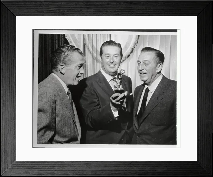 Framed Print : Ed Sullivan and Walt Disney Admiring Emmy Award Statue
