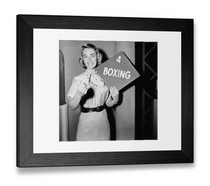 Framed Print : Joyce Brothers Holding Sign; Boxing Framed Print : Joyce Brothers Holding Sign; Boxing