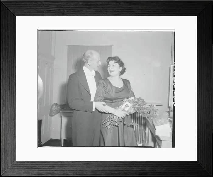 Framed Print : Rudolf Bing Congratulating Lucine Amara Framed Print : Rudolf Bing Congratulating Lucine Amara