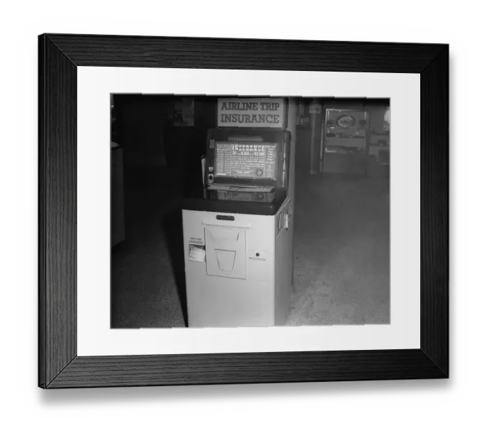 Framed Print : Coin Operated Airline Insurance Machine Framed Print : Coin Operated Airline Insurance Machine