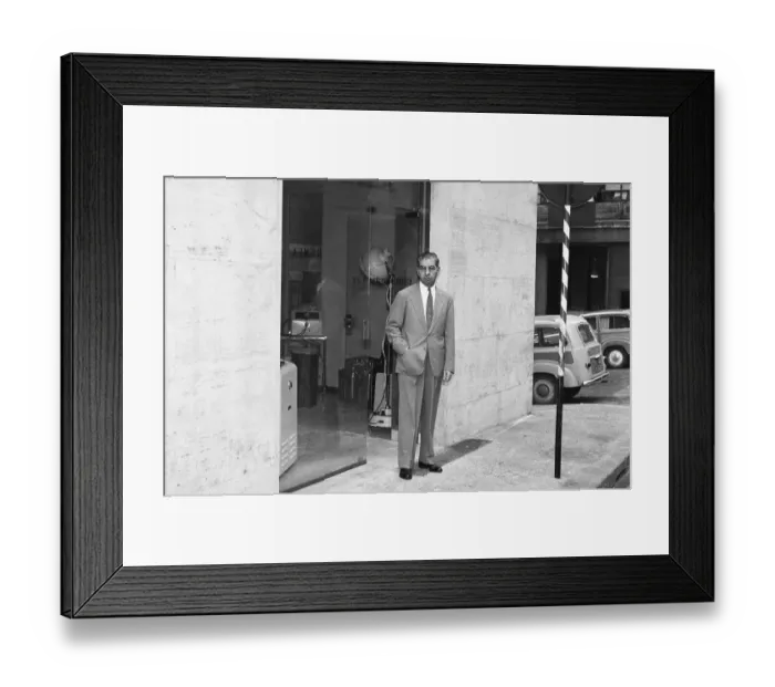 Framed Print : Lucky Luciano Posing in Front of His Store Framed Print : Lucky Luciano Posing in Front of His Store