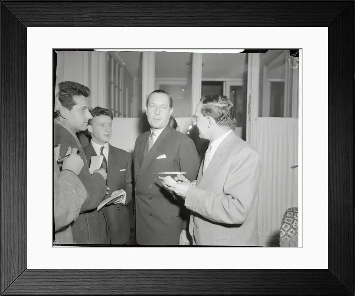 Framed Print : Tennis Favorite Gottfried Von Cramm Being Interviewed by Reporter Framed Print : Tennis Favorite Gottfried Von Cramm Being Interviewed by Reporter