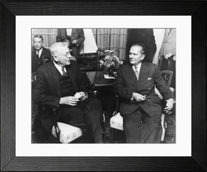Framed Print : John Foster Dulles Conversing with Josip Broz Tito Framed Print : John Foster Dulles Conversing with Josip Broz Tito