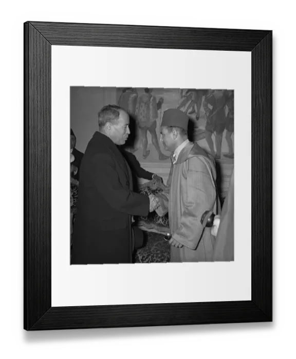 Framed Print : Antoine Pinay Shaking Hands with Sidi Ben Youssef Framed Print : Antoine Pinay Shaking Hands with Sidi Ben Youssef