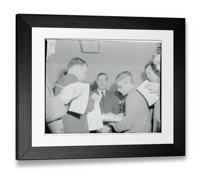 Framed Print : Abba Eban Speaking to Press Framed Print : Abba Eban Speaking to Press