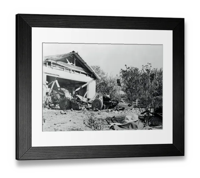 Framed Print : Debris from Pickup Truck and Garage Framed Print : Debris from Pickup Truck and Garage