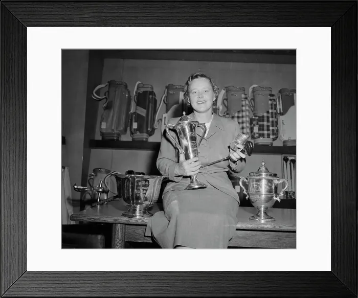 Framed Print : Patty Berg Holding Her Trophies Framed Print : Patty Berg Holding Her Trophies