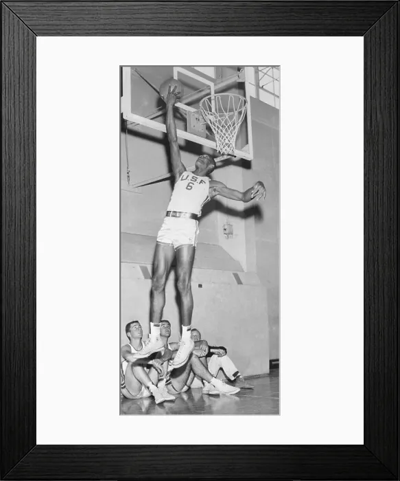 Framed Print : Bill Russell Scoring a Basket Framed Print : Bill Russell Scoring a Basket