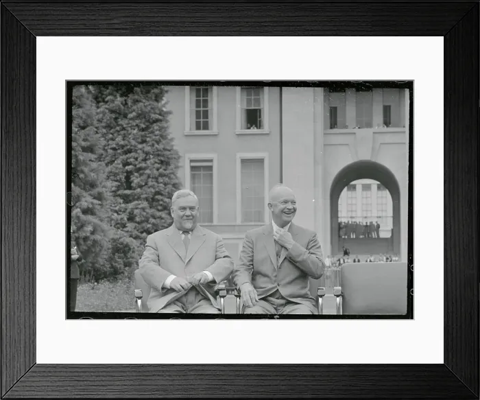 Framed Print : Dwight Eisenhower with Nikolai Bulganin During Conference Framed Print : Dwight Eisenhower with Nikolai Bulganin During Conference