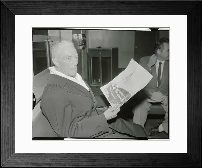 Framed Print : Richard E. Byrd Recuperating in Hospital and Viewing the Gjoa Framed Print : Richard E. Byrd Recuperating in Hospital and Viewing the Gjoa