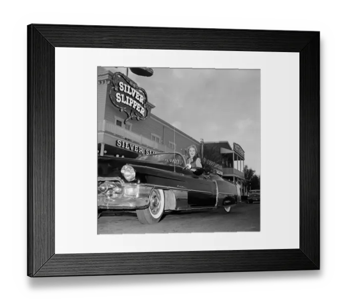 Framed Print : Christine Jorgensen Driving a Cadillac Framed Print : Christine Jorgensen Driving a Cadillac