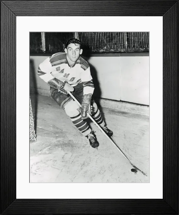 Framed Print : Lou Fontinato Hitting Hockey Puck Framed Print : Lou Fontinato Hitting Hockey Puck