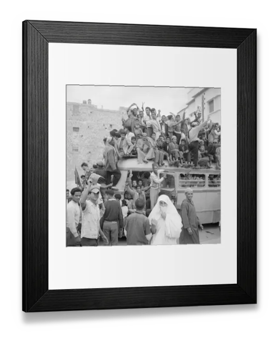 Framed Print : Jubilant Crowd on and near Bus Framed Print : Jubilant Crowd on and near Bus