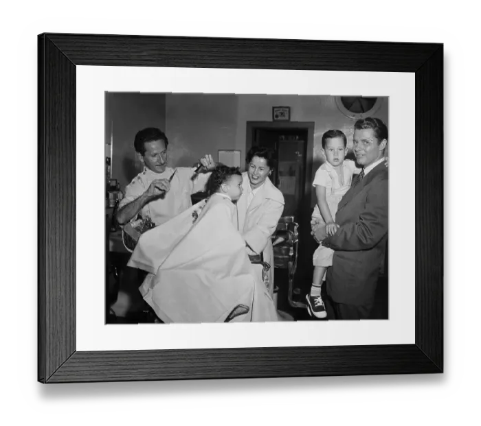 Framed Print : Barber Cutting James Shannon Murphy's Hair Framed Print : Barber Cutting James Shannon Murphy's Hair
