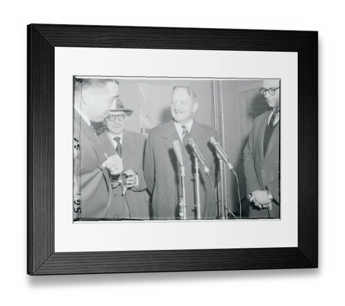 Framed Print : General E. L. M. Burns at Microphones Framed Print : General E. L. M. Burns at Microphones