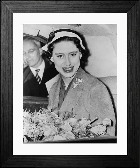 Framed Print : Princess Margaret Holding Bouquet of Roses Framed Print : Princess Margaret Holding Bouquet of Roses