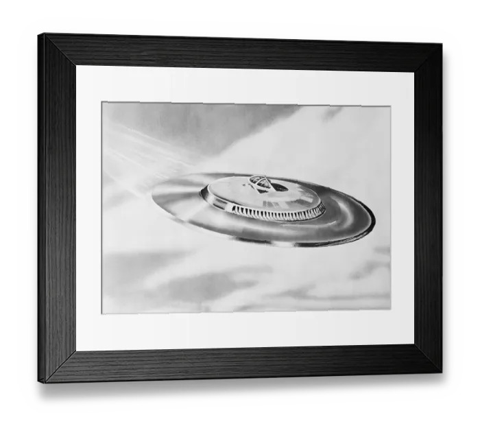 Framed Print : Illustration of a Flying Saucer Framed Print : Illustration of a Flying Saucer