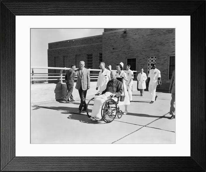 Framed Print : Eisenhower in Wheelchair with Press