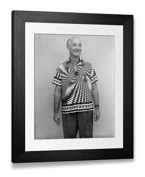 Framed Print : Man Modeling a Sports Shirt with an Optical Illusion Pattern Framed Print : Man Modeling a Sports Shirt with an Optical Illusion Pattern
