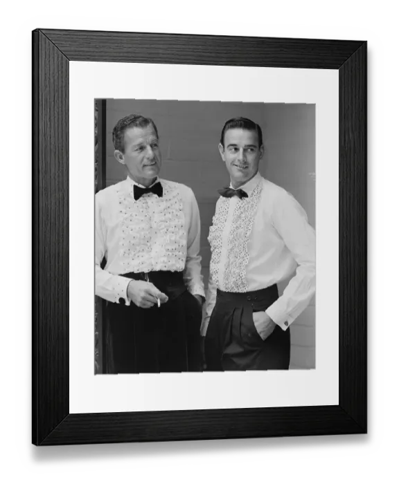 Framed Print : Two Men Modeling Bosom Shirts Framed Print : Two Men Modeling Bosom Shirts