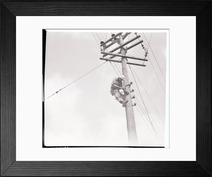 Framed Print : Linesmen Working on Telephone Lines Framed Print : Linesmen Working on Telephone Lines