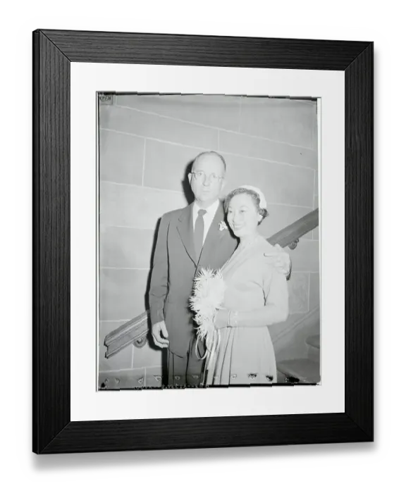 Framed Print : Portrait of James Michener and Mari Yoriko Sabusawa