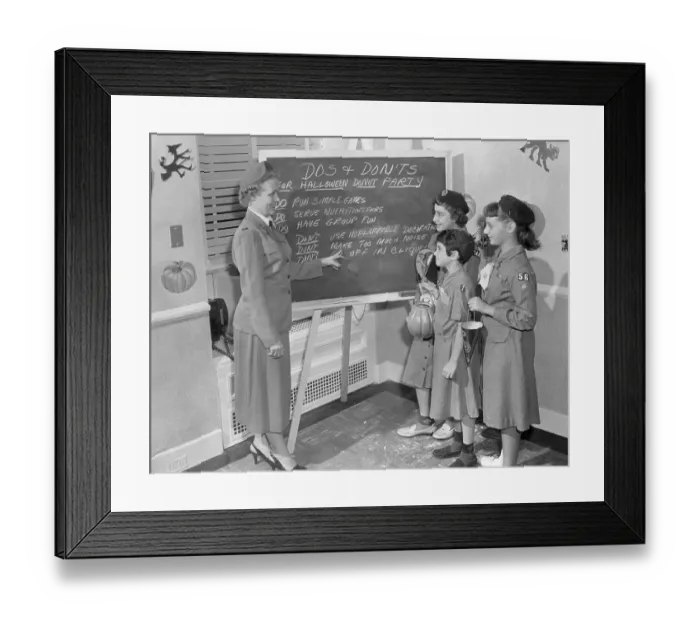 Framed Print : Students Listen to Girl Scout Leader Framed Print : Students Listen to Girl Scout Leader