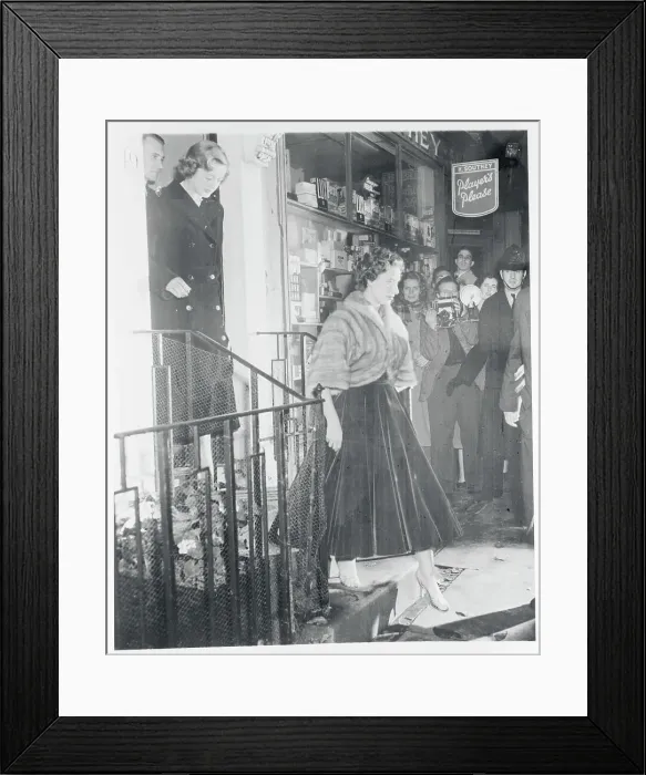 Framed Print : Princess Margaret Leaving a House Framed Print : Princess Margaret Leaving a House