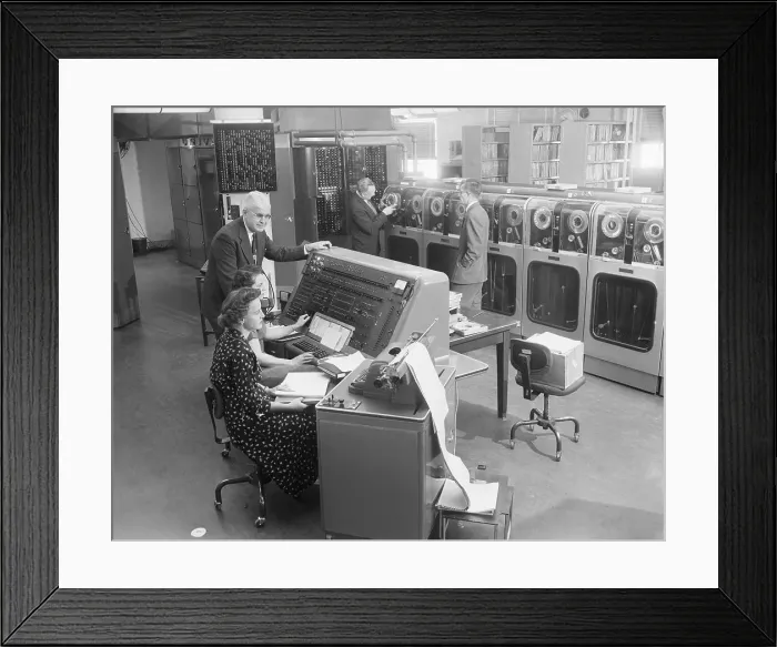 Framed Print : Computer Operators Tabulating the 1954 Census with a UNIVAC Computer Framed Print : Computer Operators Tabulating the 1954 Census with a UNIVAC Computer