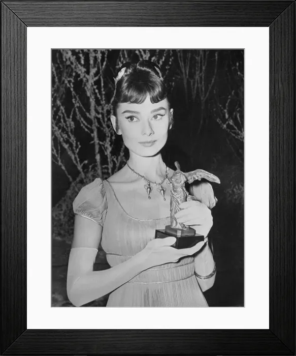 Framed Print : Audrey Hepburn Holding Trophy Framed Print : Audrey Hepburn Holding Trophy