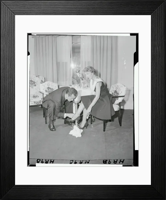 Framed Print : Actress Betty Garrett with Husband Kneeling