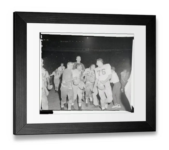 Framed Print : Notre Dame Players and Terry Brennan After Orange Bowl Framed Print : Notre Dame Players and Terry Brennan After Orange Bowl